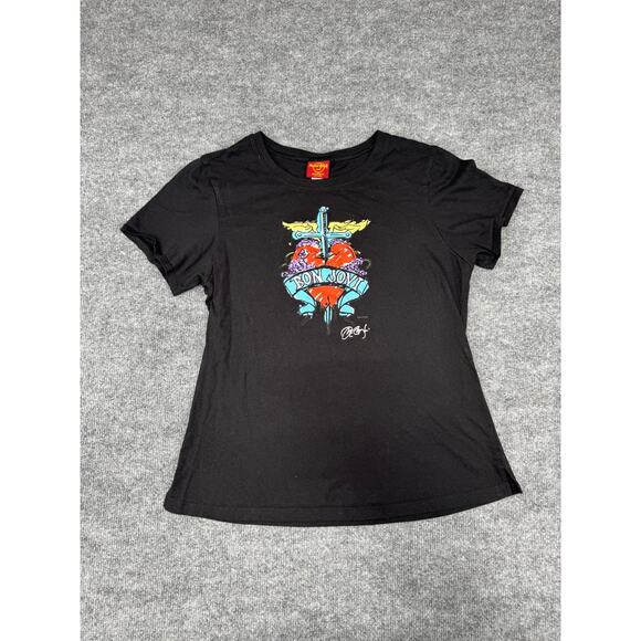 2008 Hard Rock Cafe Signature Series Bon Jovi Sz L Black Women’s T Shirt - Picture 1 of 11